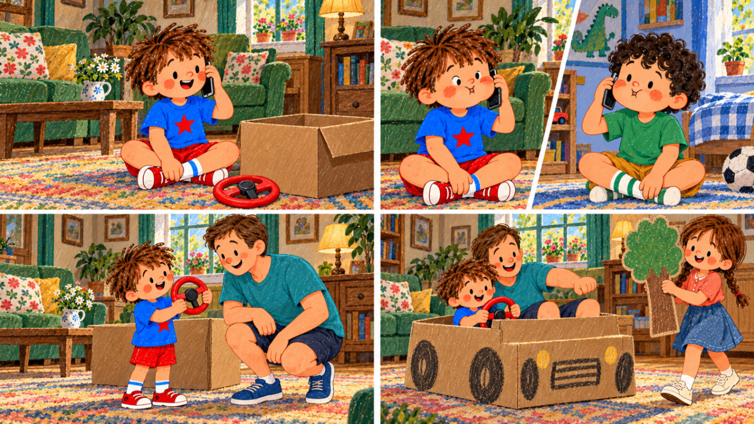 Illustrated family story sequence 5